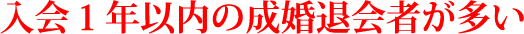 入会１年以内の成婚退会者が多い